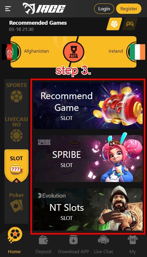 HOW TO PLAY SLOT MACHINE in 12Bet: step 3.